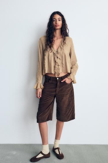 STRUCTURED RUFFLE SHIRT - Biscuit by Zara - Image 0