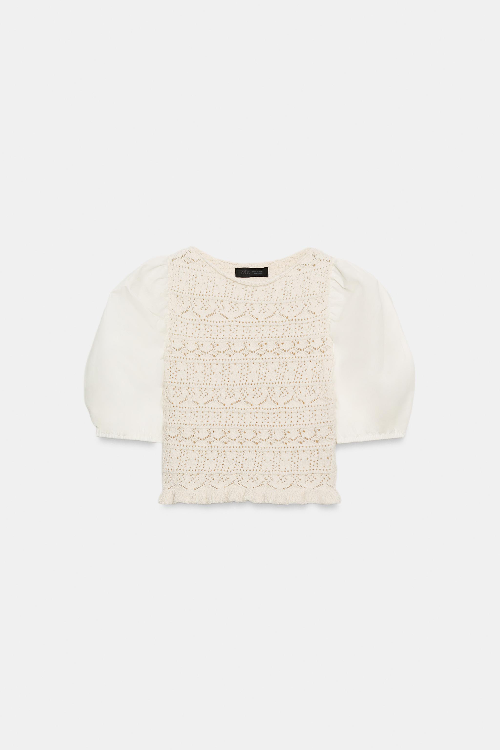 COMBINATION PUFF SLEEVE KNIT JUMPER