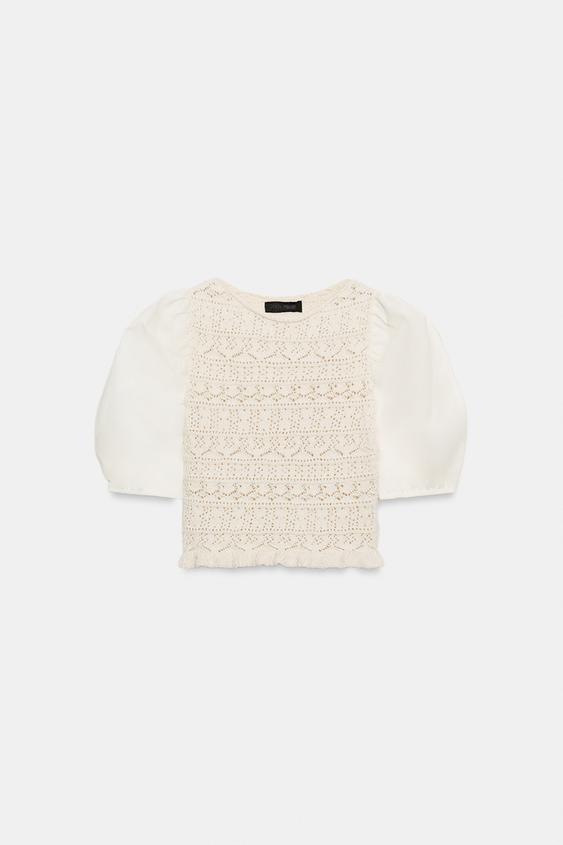 COMBINATION PUFF SLEEVE KNIT JUMPER from Zara - $45.90