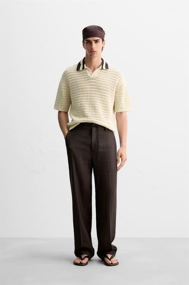 Zara OPEN STRUCTURED POLO SHIRT - Ecru - Image 0