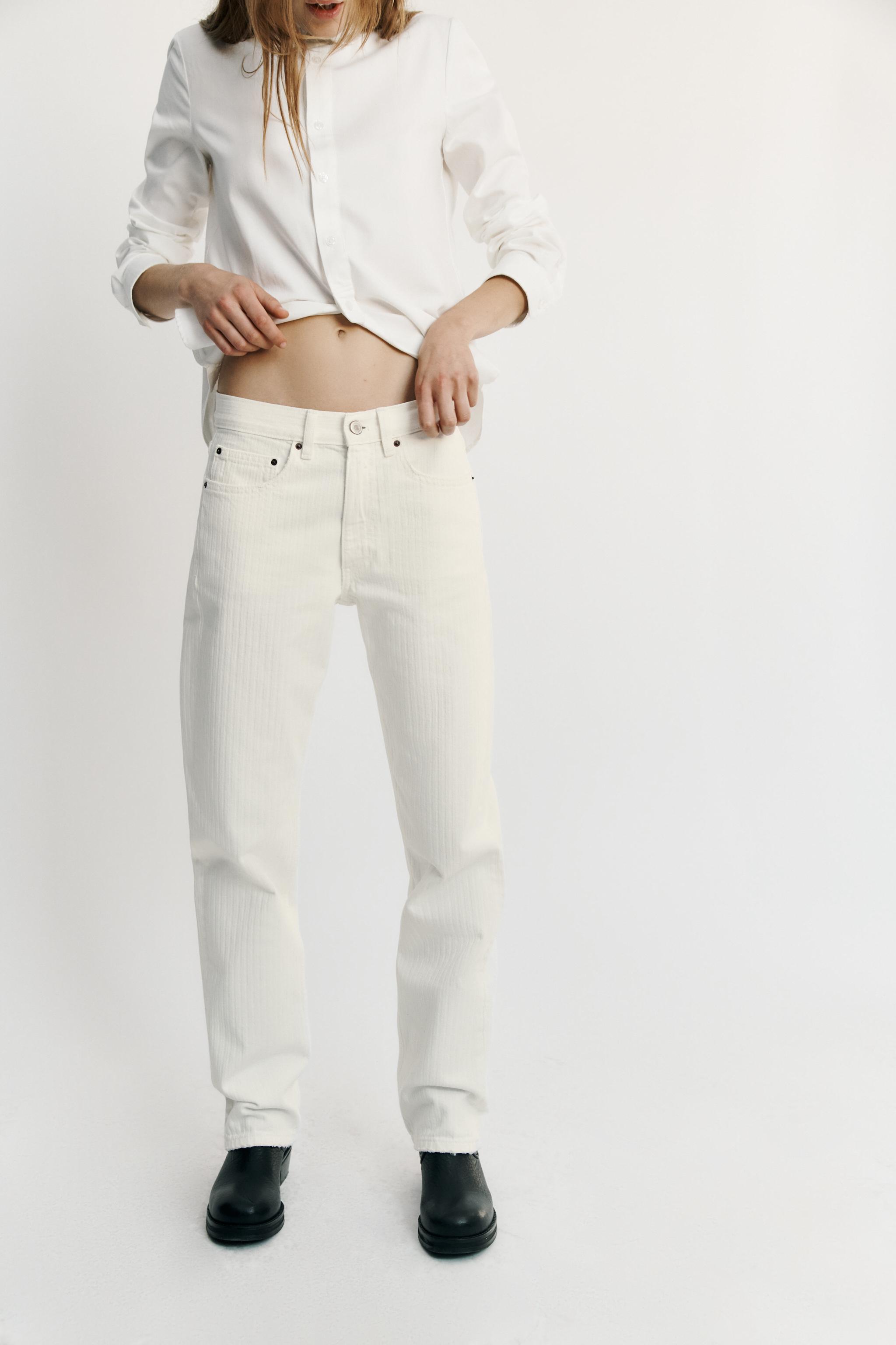 TRF MID-RISE STRIPED STRAIGHT FIT JEANS