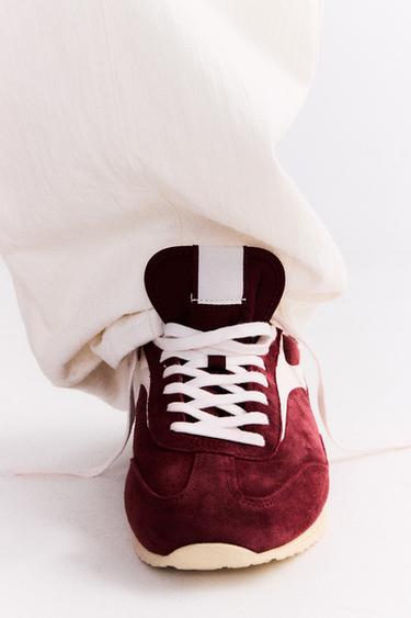 RETRO LEATHER TRAINERS - Red by Zara