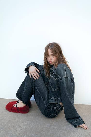 БАЛЕТКИ ИЗ ИСКУССТВЕННОГО МЕХА — Красный от Zara — изображение 0