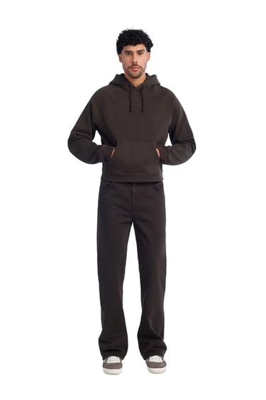 HOODIE WITH EMBROIDERED LOGO - Brown by Zara - Image 0