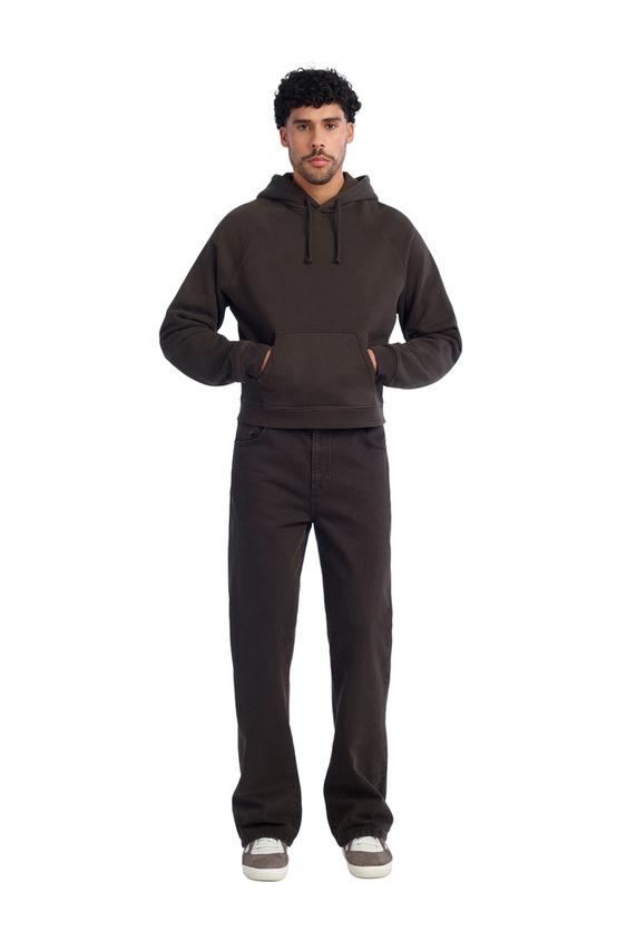 HOODIE WITH EMBROIDERED LOGO - Brown by Zara - Image 0