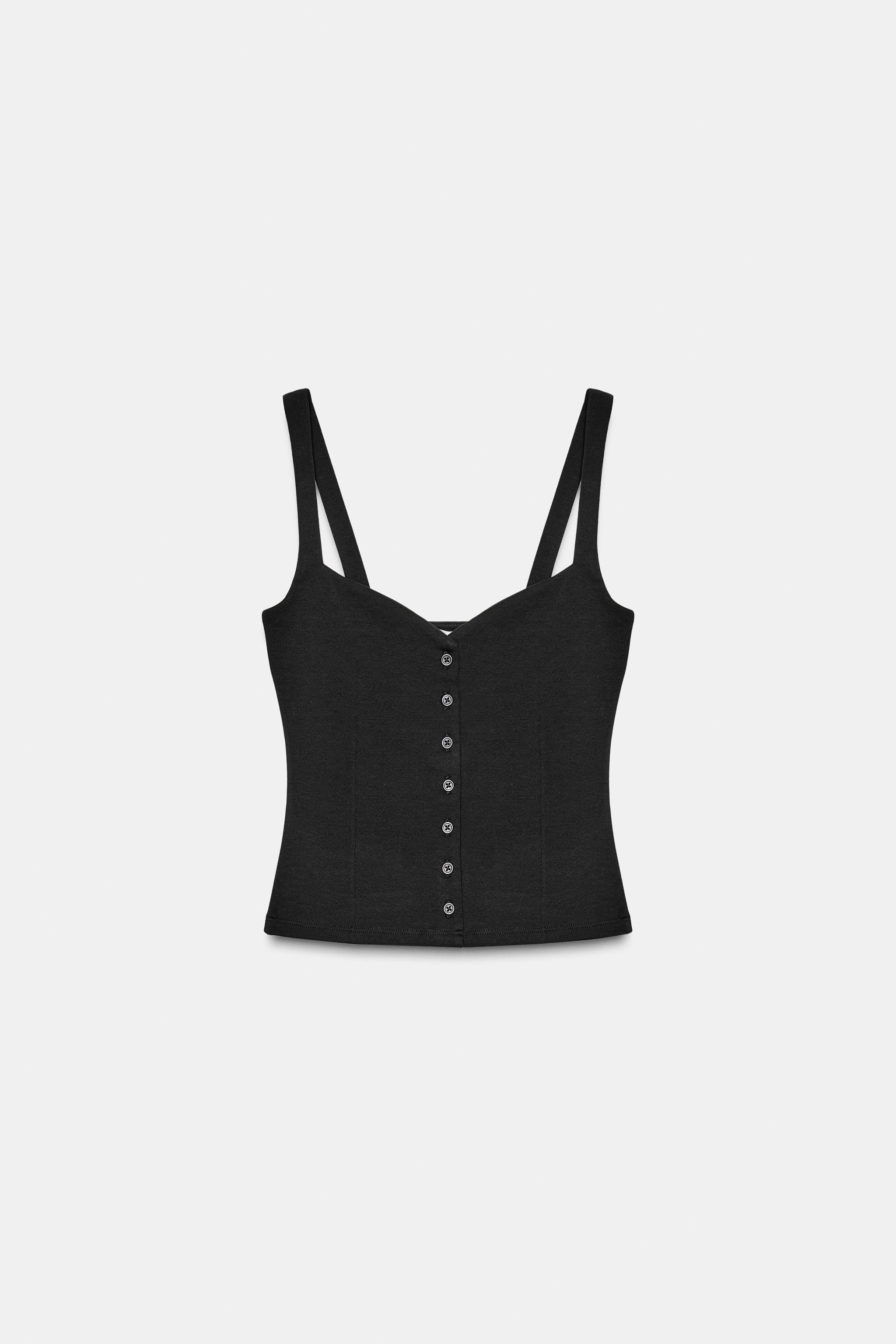 SWEETHEART NECKLINE TOP WITH BUTTONS