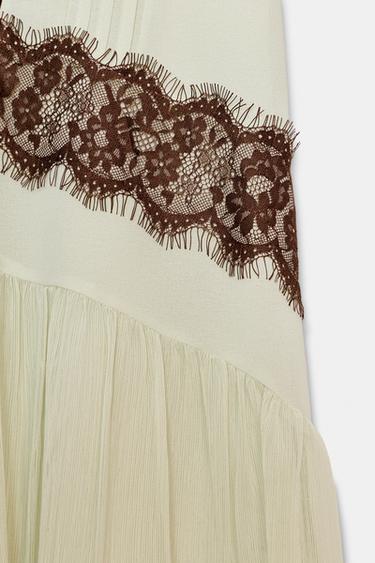 ROBE COURTE ENCAJE BIMATIÈRE - Marron / Vert de Zara - Image 10