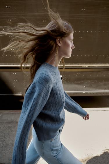 CABLE KNIT SWEATER - Blue by Zara - Image 2