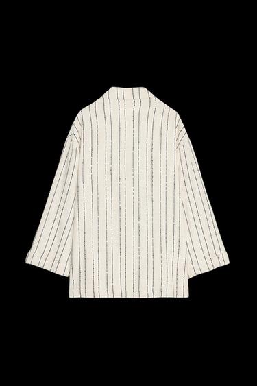 BLAZER MIT STREIFEN UND PALETTEN - Hellbeige von Zara