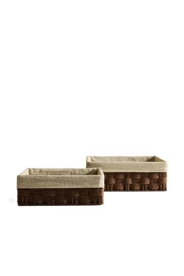 RECTANGULAR FABRIC-LINED HAMPER - Brown by Zara