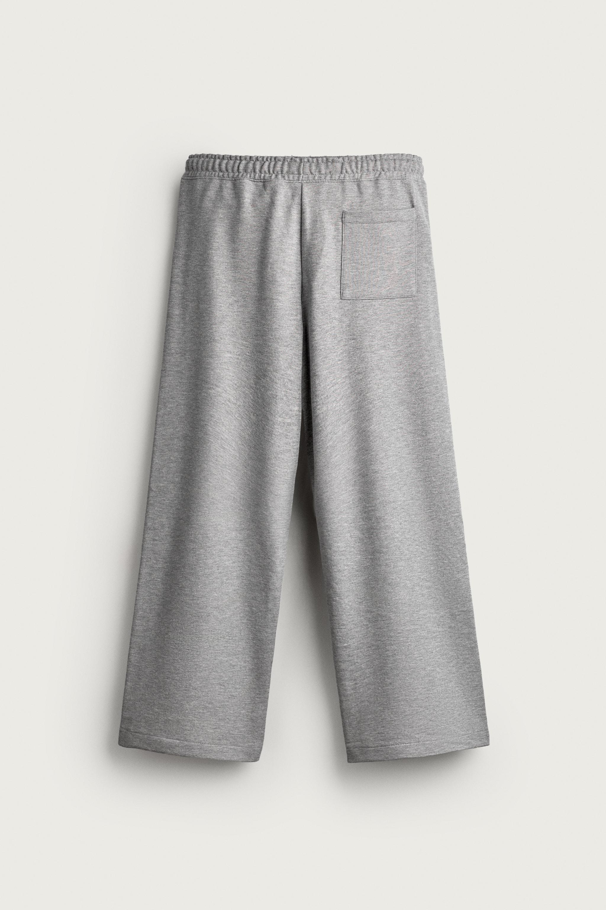 BASIC STRAIGHT-FIT SWEATPANTS — Gray marl