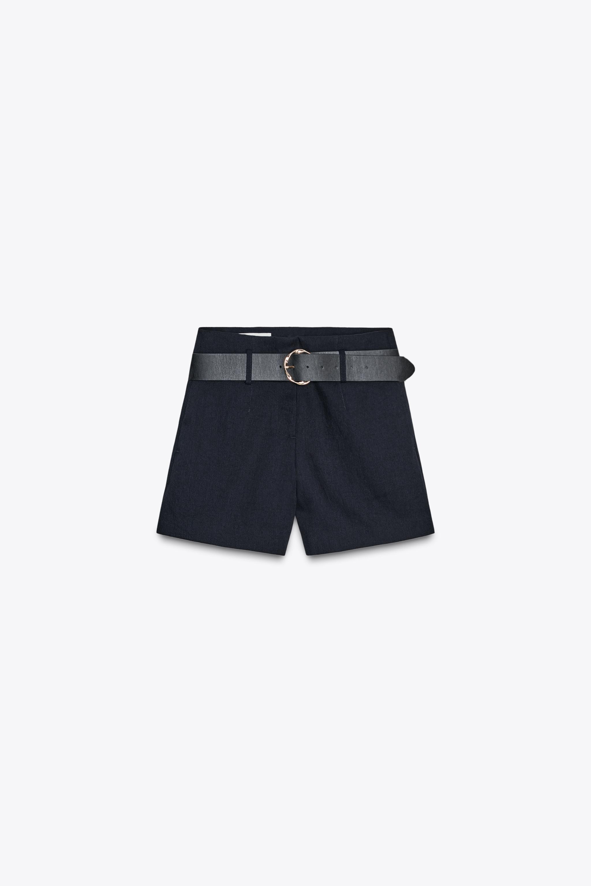 新品タグ付きCarette Belted Twill Shortsベルト付 BELTED SHORTS WITH DARTS - White | ZARA United States