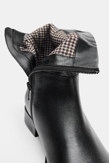 FLAT LEATHER ANKLE BOOTS - Black by Zara - Image 6
