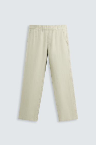 100% LINEN TROUSERS - Light beige by Zara