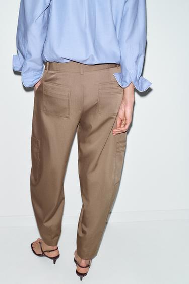 HIGH-WAIST CARGO TROUSERS - camel by Zara - Image 5