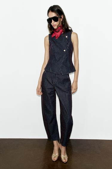 CHALECO COMBINADO RAYAS TERCIOPELO - rayas de Zara - Imagen 0