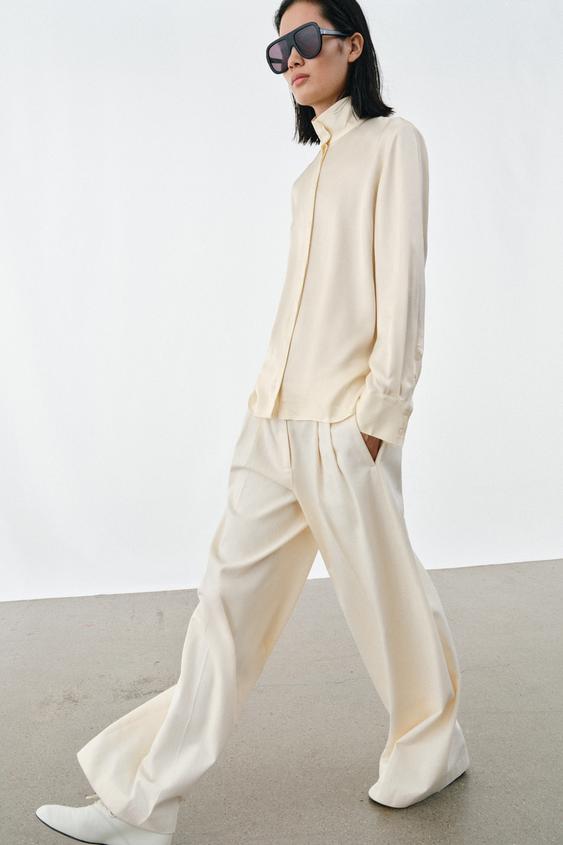 ZW COLLECTION FLOWY SATIN EFFECT SHIRT