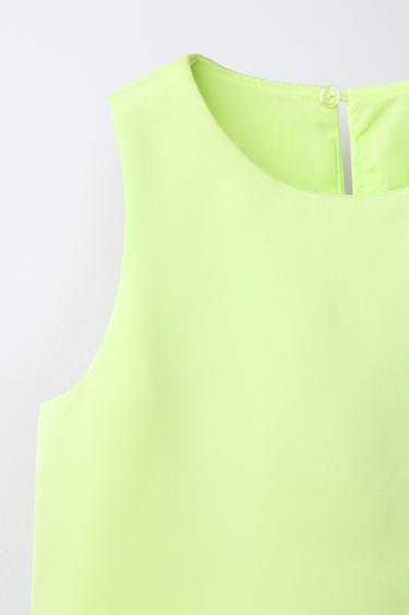 TOP FLEUR BRODÉE AVEC FANTAISIE - Citron vert de Zara - Image 2