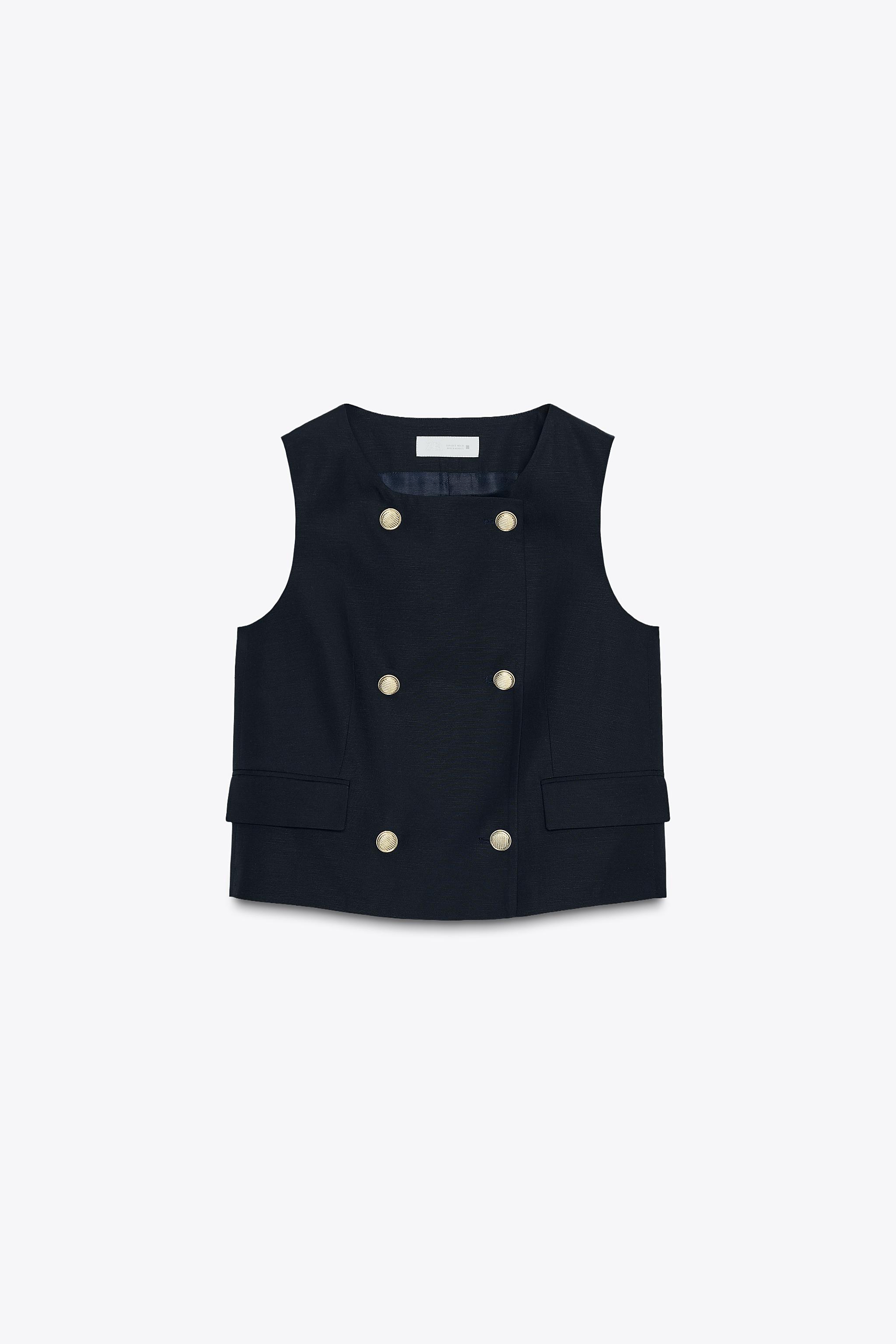 ダブルブレストフラップベスト - ネイビーブルー | ZARA Japan