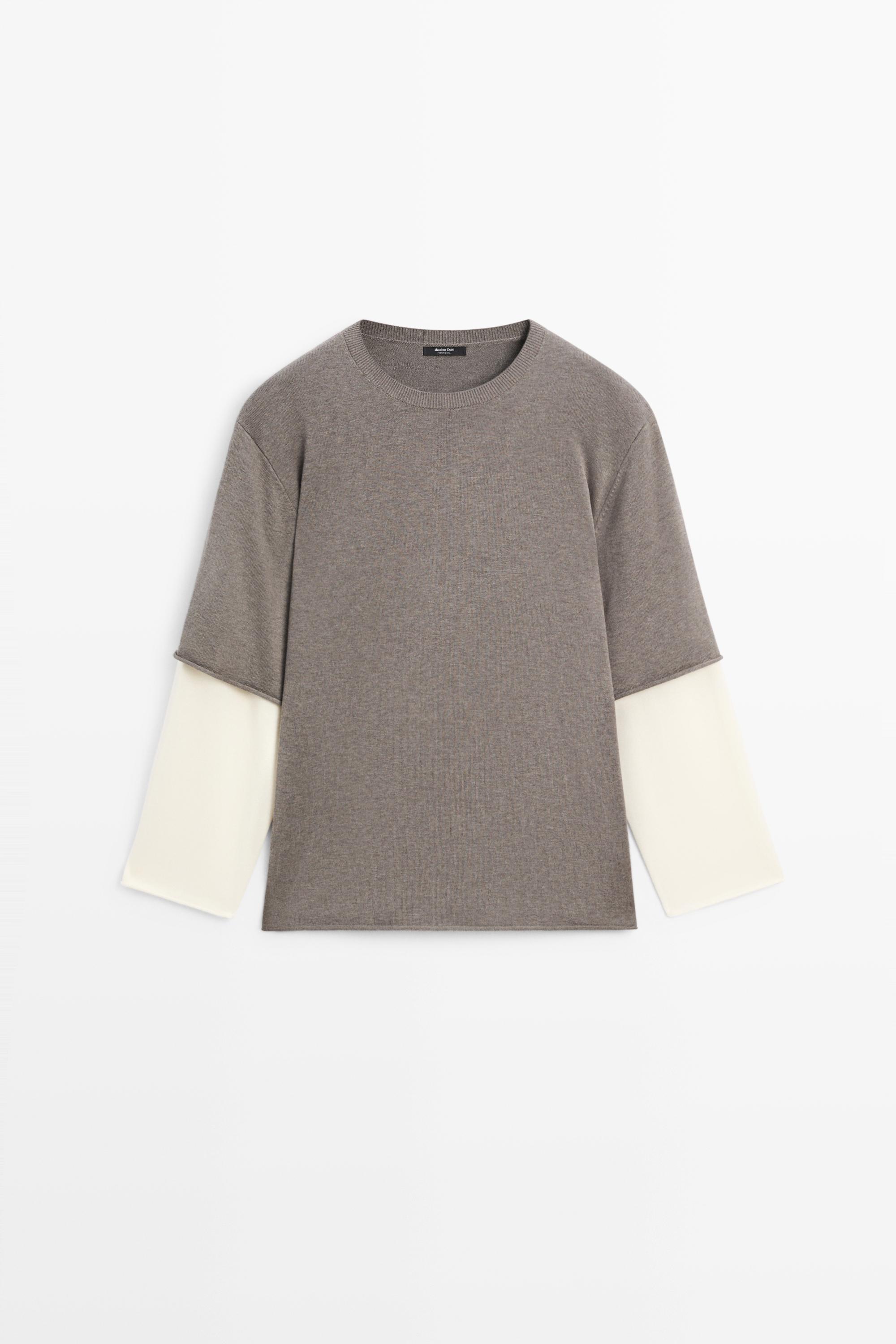 Oversize knit sweater with double sleeve detail