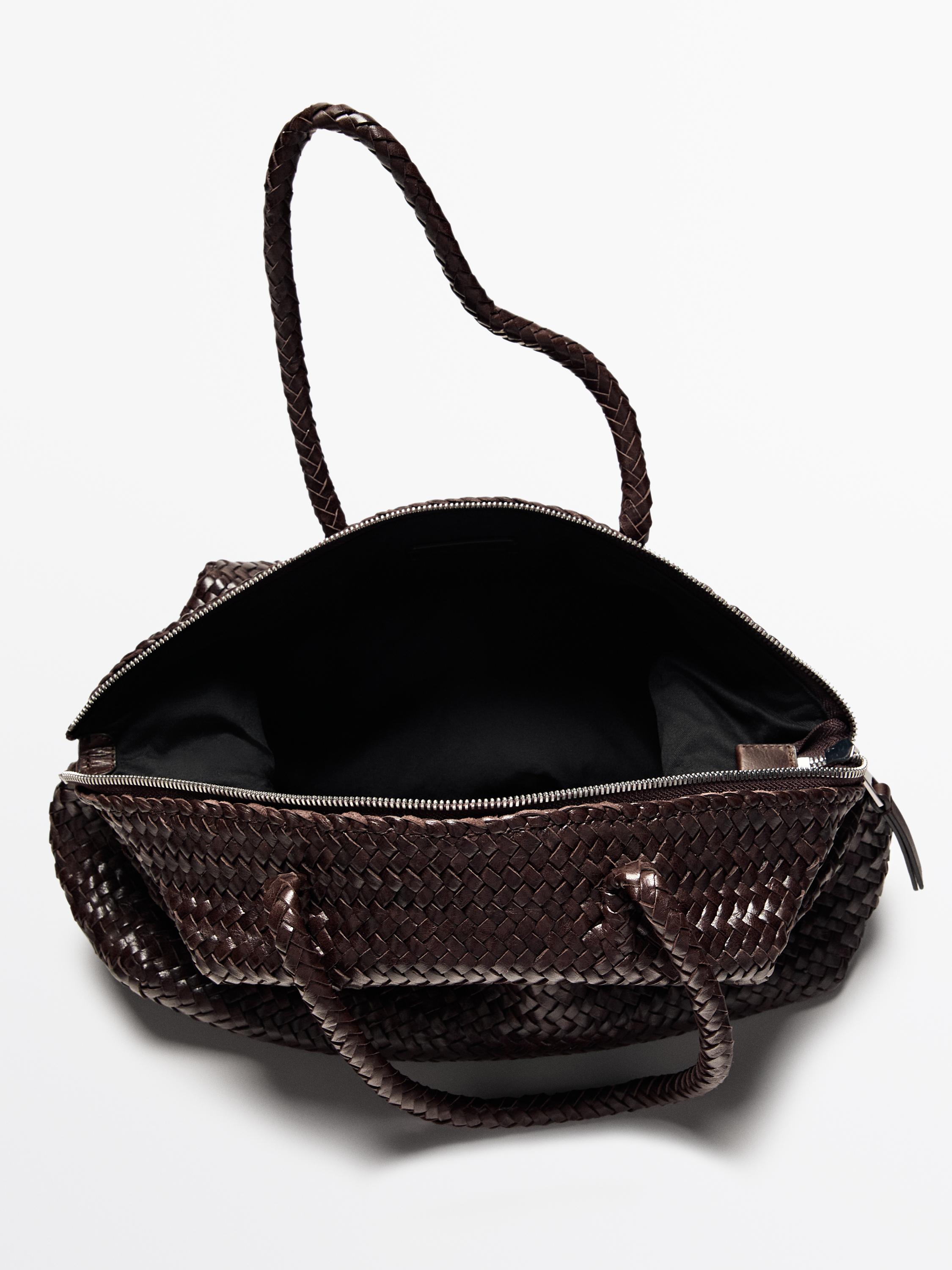 Sac satchel tressé en cuir nappa