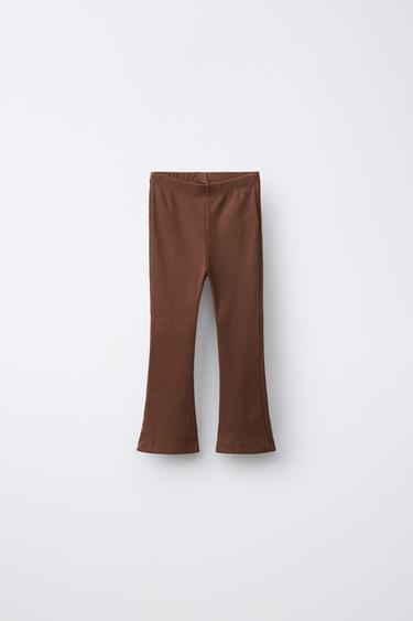 LEGGING FLARE RIB - Marrón de Zara