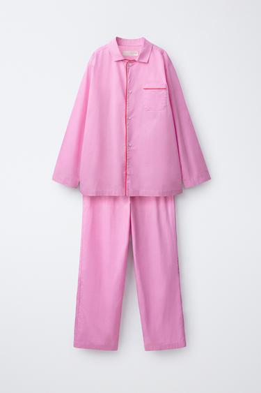 6-14 JAAR / PYJAMABLOUSE MET CONTRASTERENDE BIESJES 0FR. PARIS X ZARA - Roze van Zara - Afbeelding 0