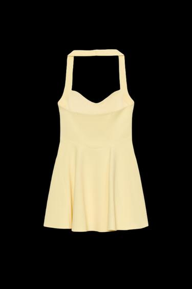 VESTIDO HALTER VUELO - Amarillo de Zara