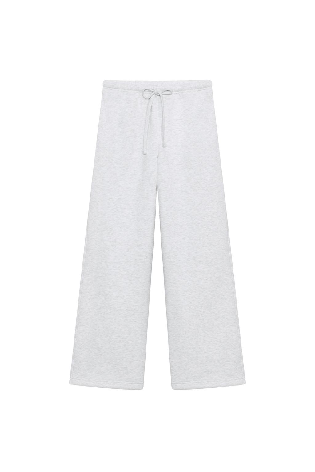 Basic Straight Plush Trousers With Adjustable Hem - Grey Marl by Zara