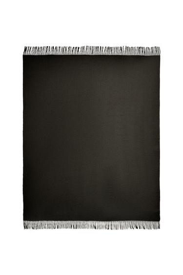 FRINGED SOFT THROW - Khaki by Zara