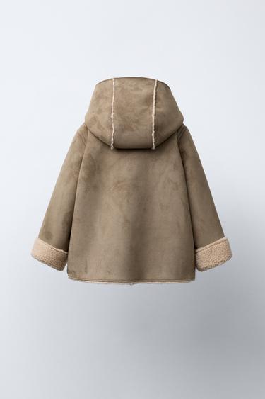 DOUBLE-FACED FAUX SHEARLING COAT - Light khaki by Zara - Image 3