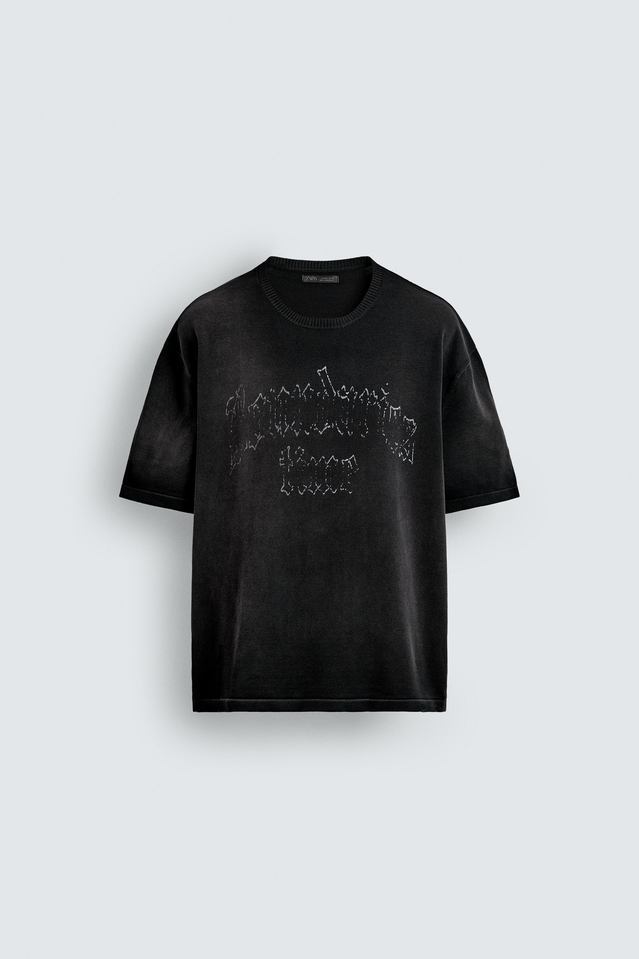 T-SHIRT EN MAILLE IMPRIMÉ DÉLAV