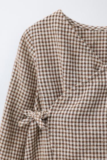 CHECK ONE-PIECE SUIT - Brown / Ecru by Zara - Image 2