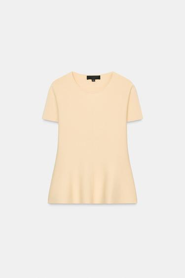 KNIT PEPLUM TOP - Vanilla by Zara