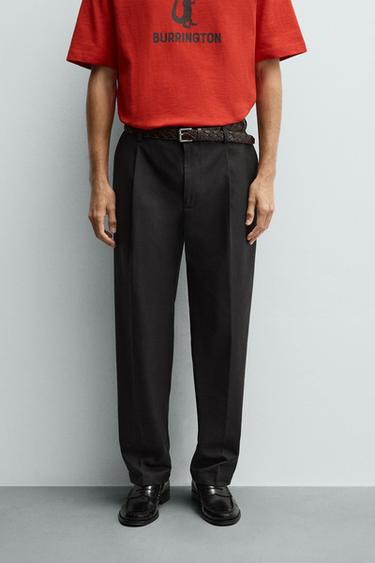 PANTALÓN PLIEGUES ESTRUCTURA - Gris de Zara