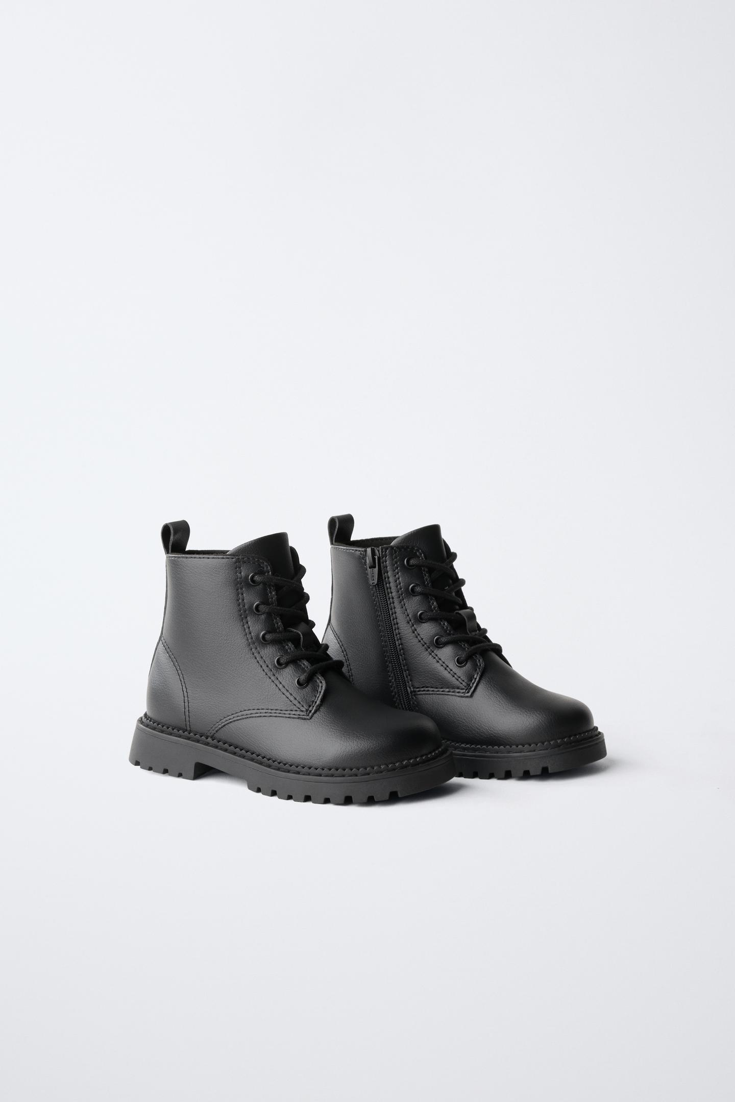 Детские ботинки Zara Lace-Up Ankle, цвет: Чёрный — фото 2