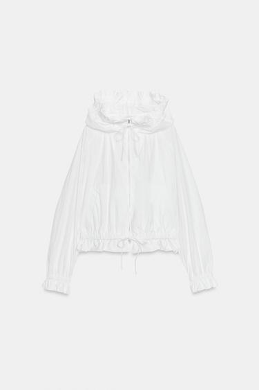 ZIP-UP JACKET WITH RUFFLES - White by Zara - Image 5