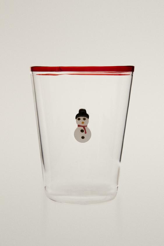 GLAS AUS BOROSILIKATGLAS MIT WEIHNACHTLICHEM SCHNEEMANN - Rot von Zara - Bild 0