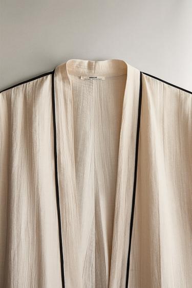 ROBE DE CHAMBRE EN COTON - Écru de Zara - Image 1