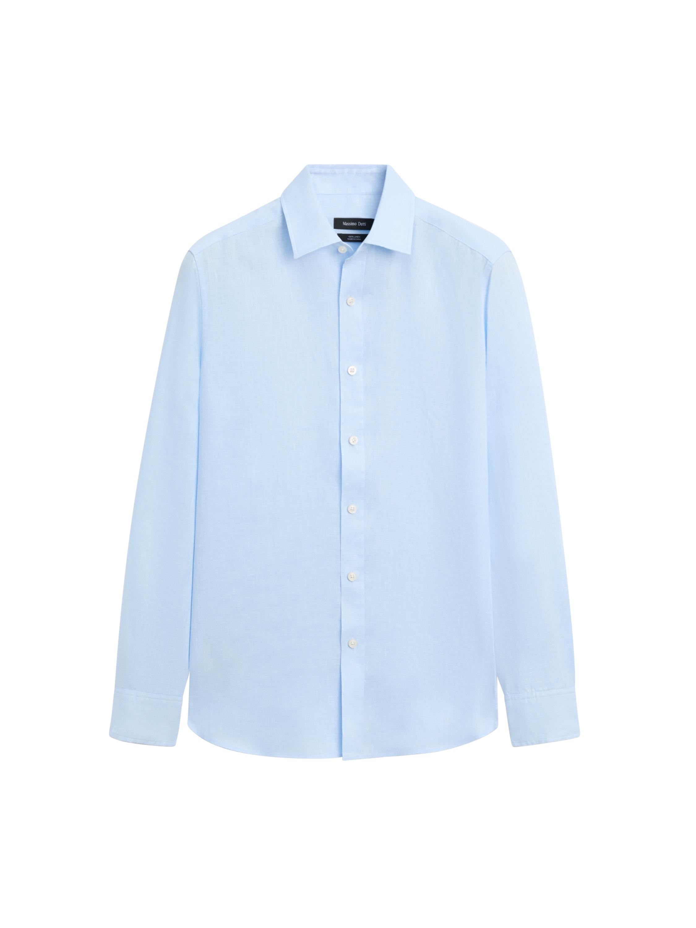 100% linen regular fit shirt — Green stripe