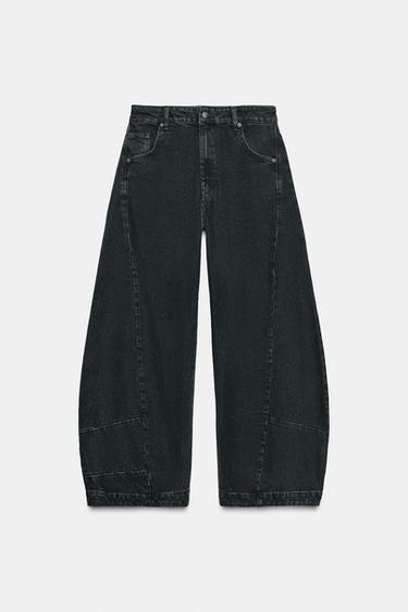 ZW COLLECTION LOW-RISE BALLOON JEANS - Black by Zara