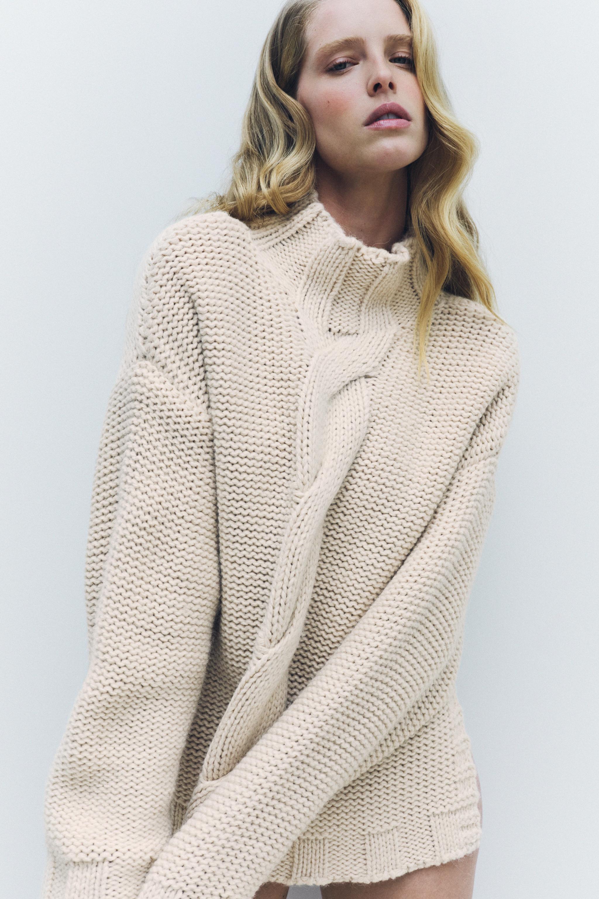 ZARA store CABLE KNIT SWEATER