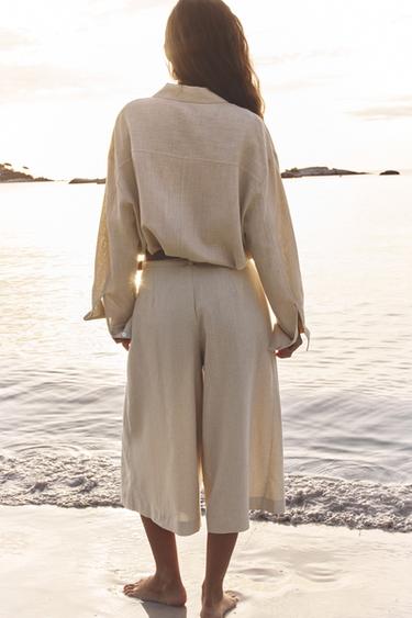 BELTED LINEN BLEND LONG BERMUDA SHORTS - Light beige by Zara - Image 2