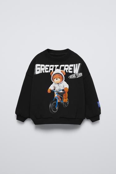 Zara BEAR PRINT SWEATSHIRT - Black - Image 0