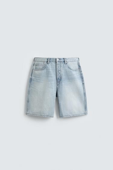 STRAIGHT-LEG DENIM BERMUDA SHORTS - Light blue by Zara