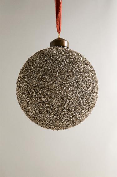 GLITTER BAUBLE CHRISTMAS TREE DECORATION - Silver by Zara - Image 3