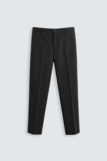 Zara TEXTURED SUIT PANTS - Black