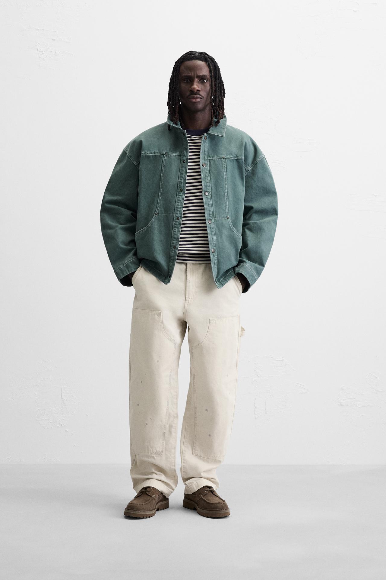 Zara TWILL STRUCTURE JACKET - Green