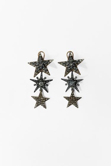SPARKLY STAR EARRINGS - Anthracite grey by Zara