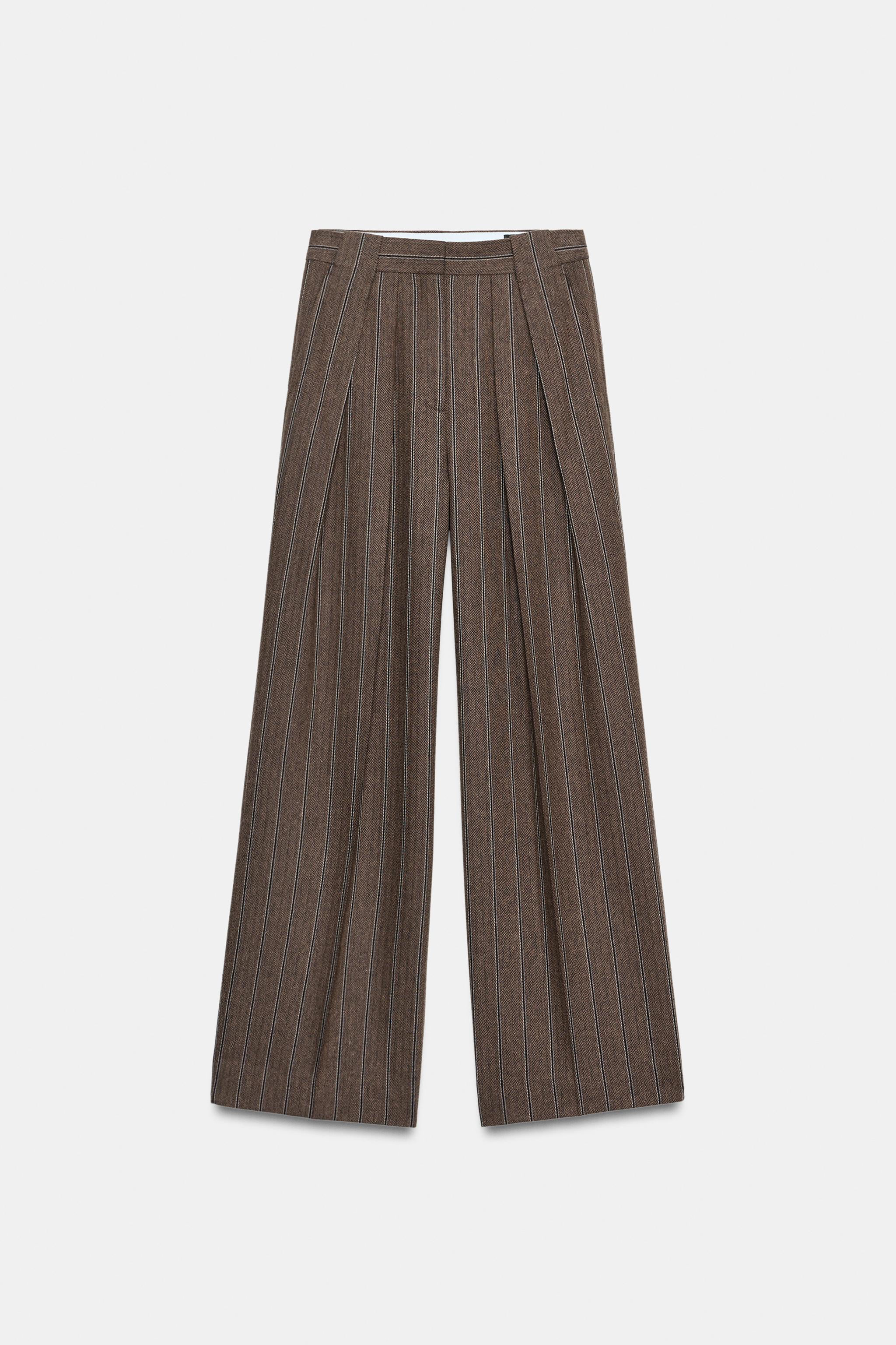 Z2 COLLECTION ストライプ ヘリンボーンパンツ - オークル | ZARA